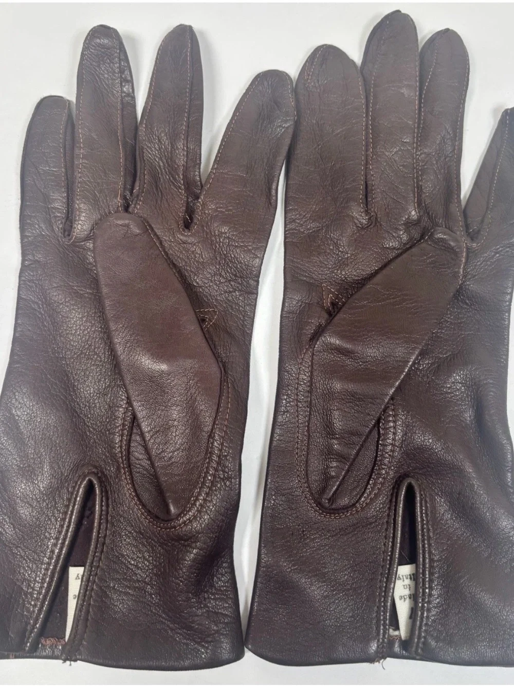Vintage Italian Unlined Buttery Soft Leather Gloves Womens Size 7 Dark Brown